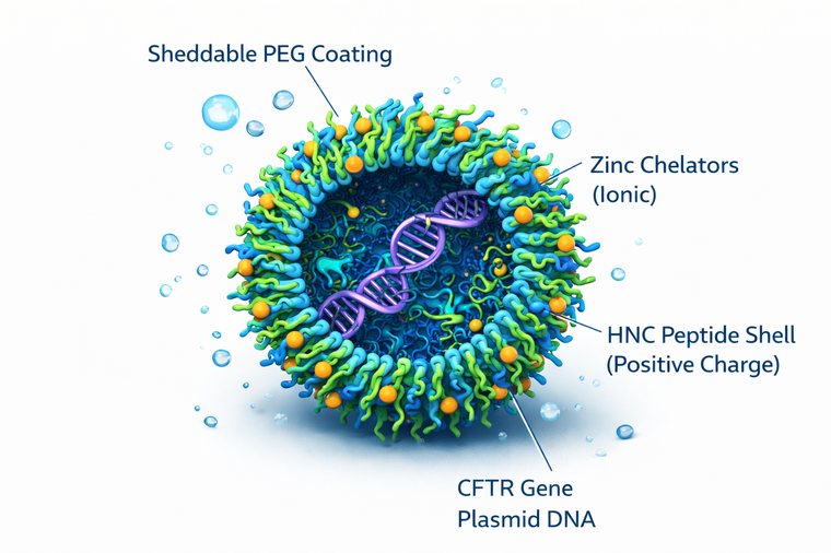 Zinc-chelated PEG coating that sheds to permit transfection